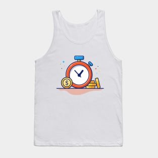 Stop watch and and stack of coin cartoon Tank Top